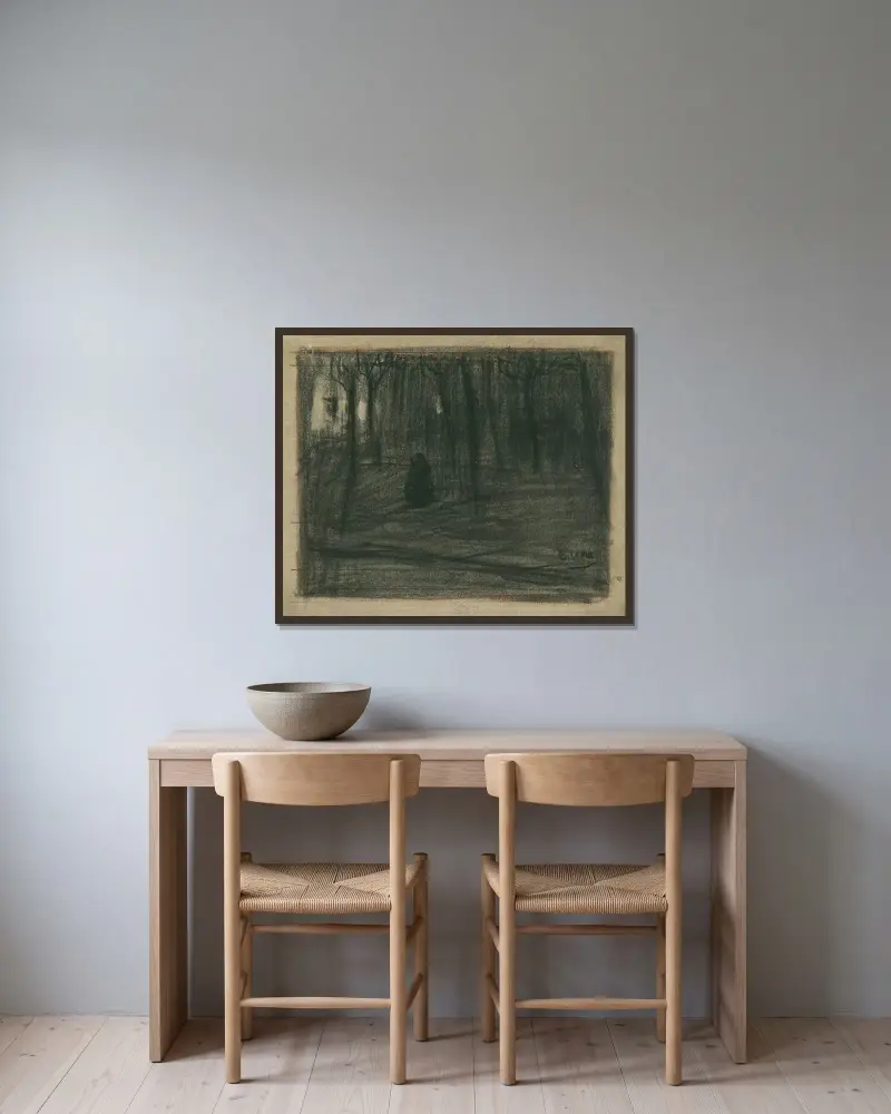 I skogen av Eugeen Van Mieghem inramad på en vägg