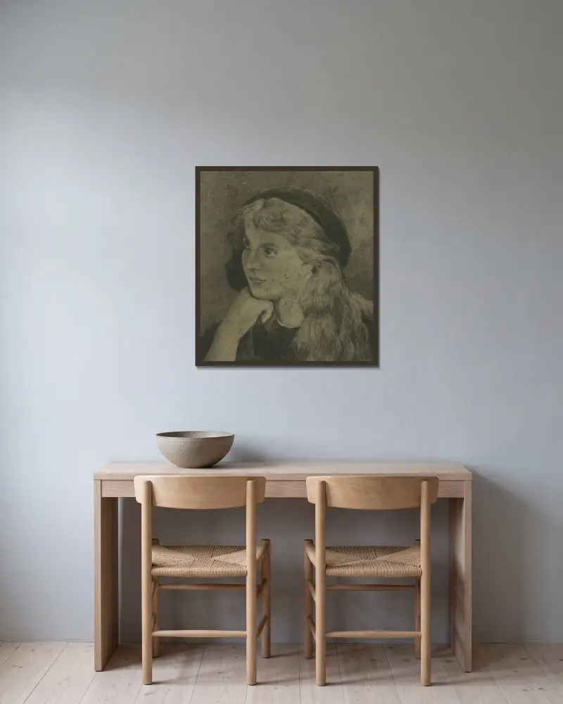 Porträtt av en flicka av Eugeen Van Mieghem inramad på en vägg