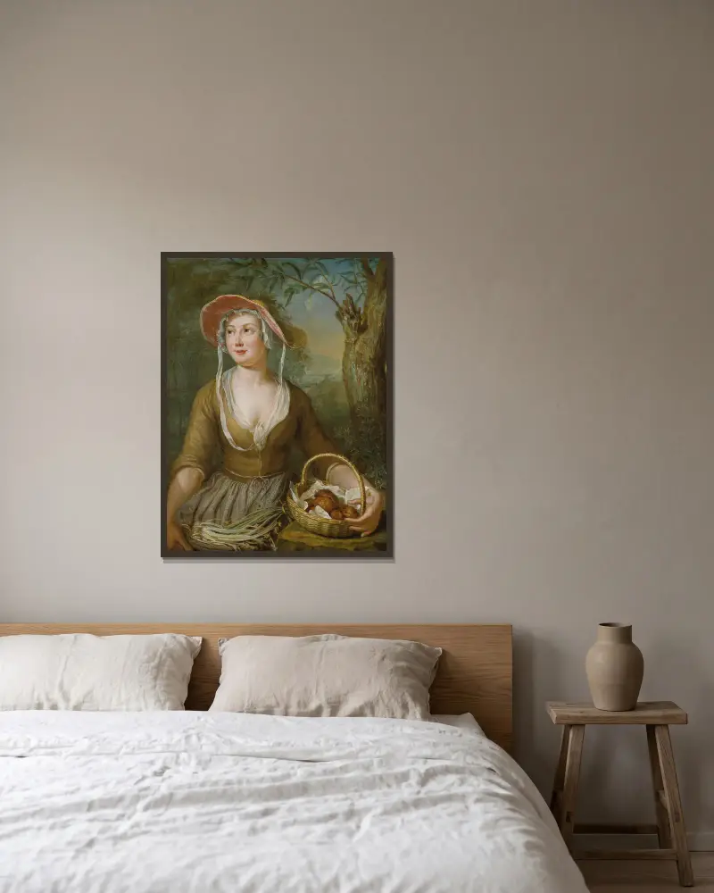 Bauernfrau von Willem Van Mieris gerahmt an einer Wand