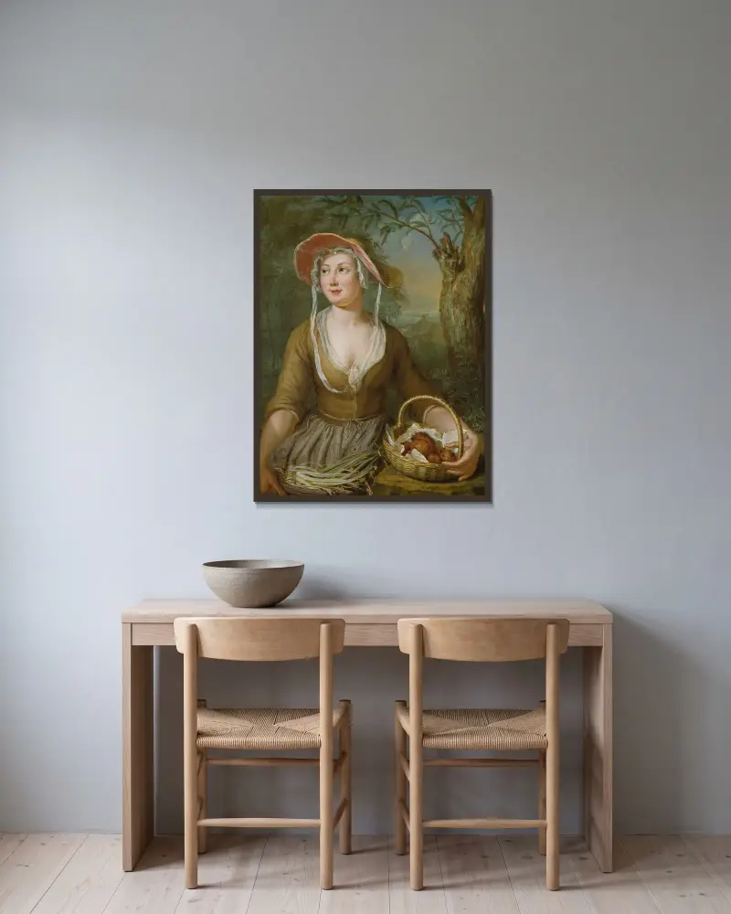 Bauernfrau von Willem Van Mieris gerahmt an einer Wand