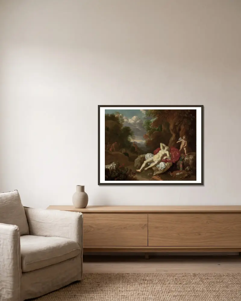 Śpiąca Wenus, Willem Van Mieris w ramie na ścianie