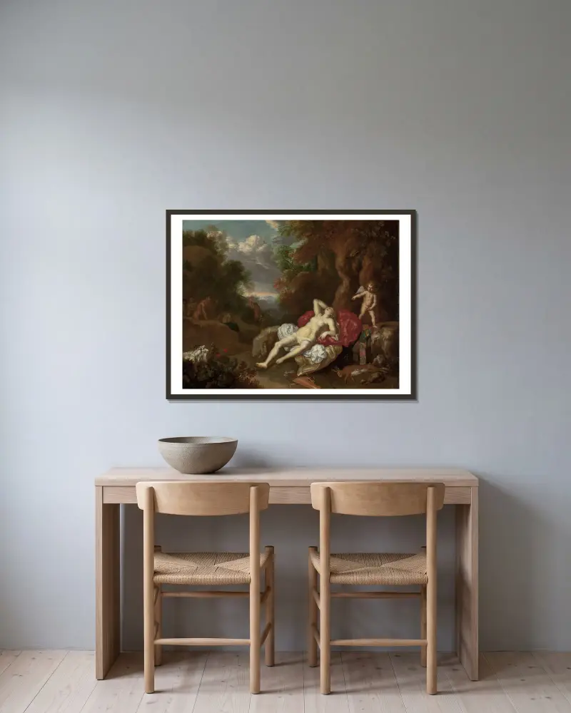 Śpiąca Wenus, Willem Van Mieris w ramie na ścianie