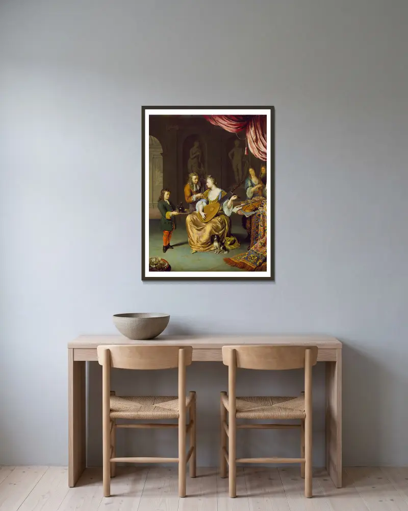 Hráč na loutnu, Willem Van Mieris v rámu na stěně