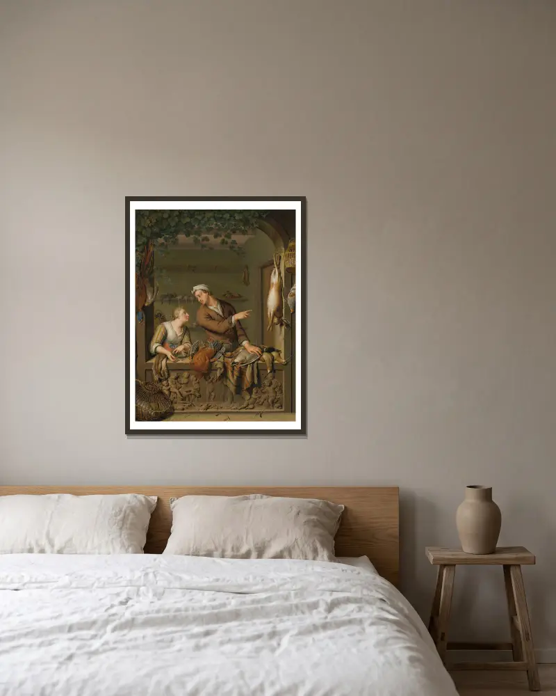 Prodejce drůbeže, Willem Van Mieris v rámu na stěně