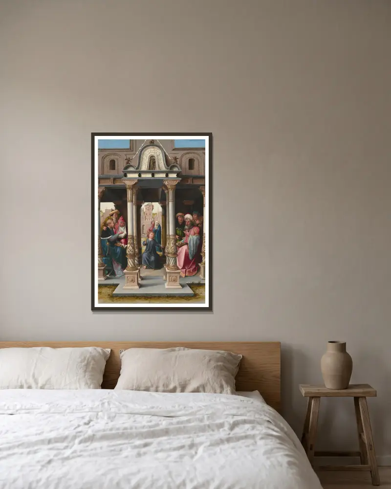 Chrystus wśród uczonych, Bernard van Orley w ramie na ścianie