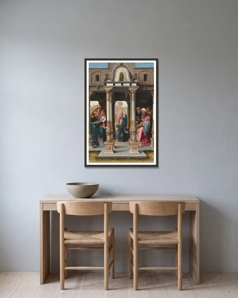 Chrystus wśród uczonych, Bernard van Orley w ramie na ścianie