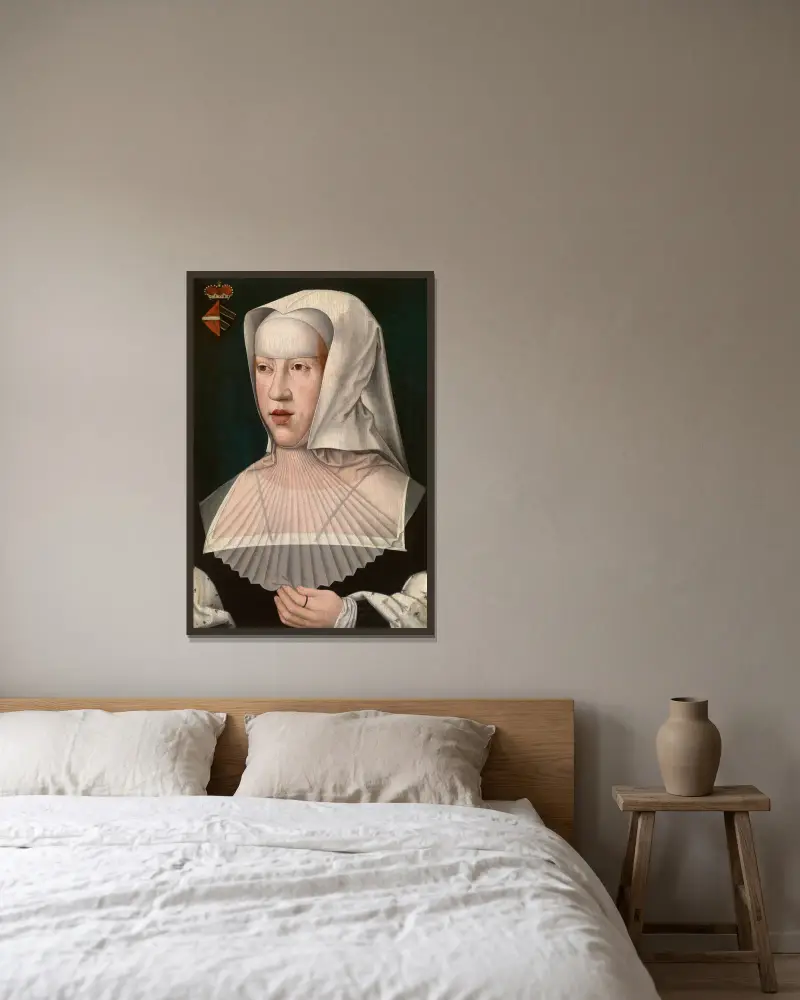 Margarete von Österreich von Bernard van Orley gerahmt an einer Wand