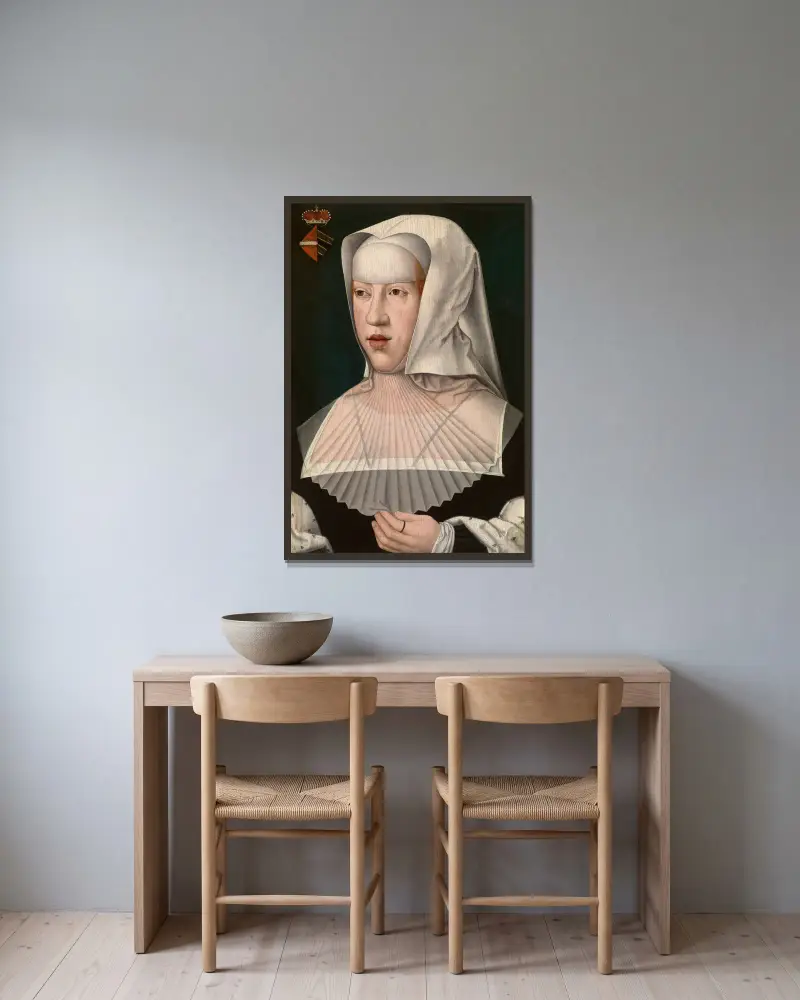 Margarete von Österreich von Bernard van Orley gerahmt an einer Wand