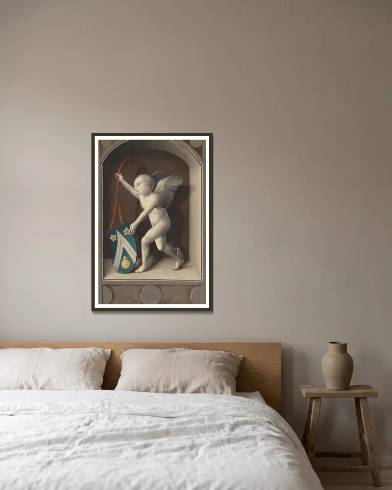 Putto with Arms of Jacques Coëne (reverse) av Bernard van Orley inramad på en vägg