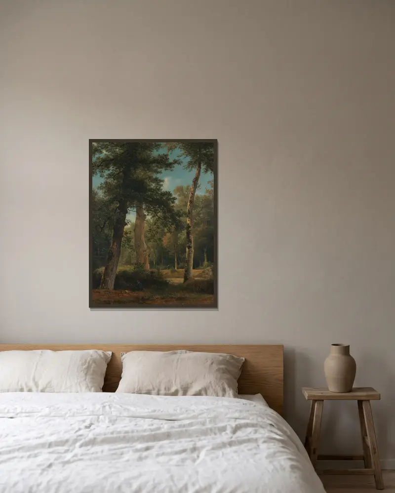 Ein Wald in Fontainebleau von Georgius Jacobus Johannes van Os gerahmt an einer Wand