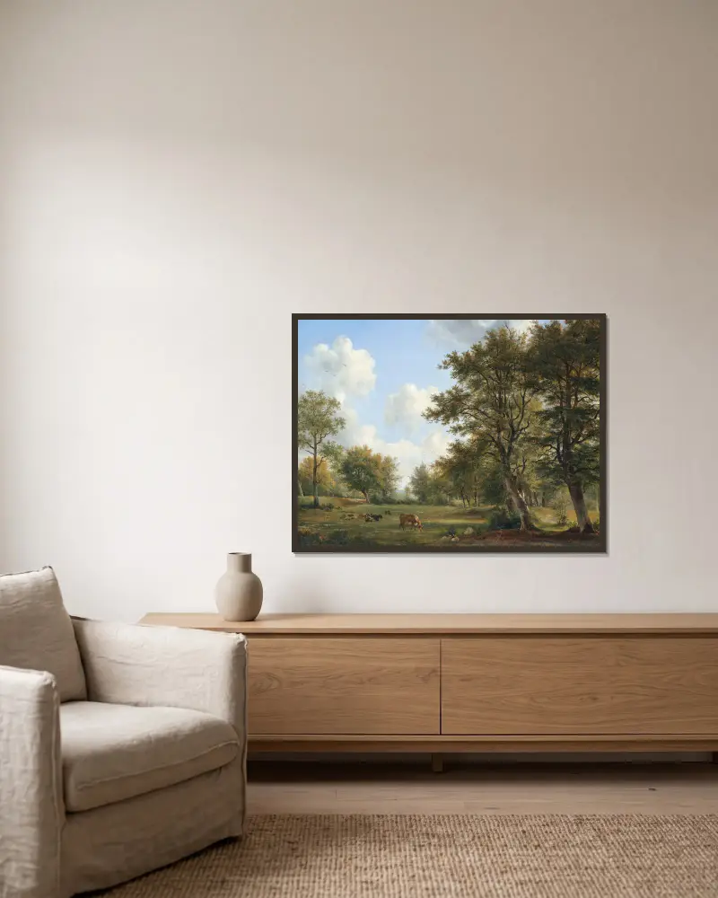 Landschaft bei Hilversum von Georgius Jacobus Johannes van Os gerahmt an einer Wand