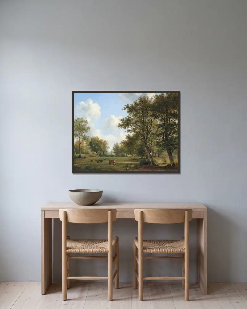 Landschaft bei Hilversum von Georgius Jacobus Johannes van Os gerahmt an einer Wand