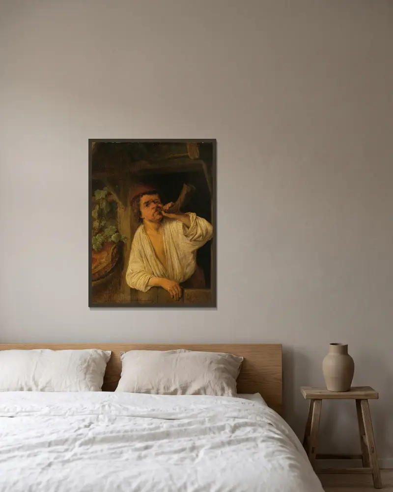 Piekarz dmący w róg, Adriaen van Ostade w ramie na ścianie