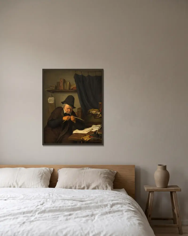 Advokat vid sitt skrivbord av Adriaen van Ostade inramad på en vägg