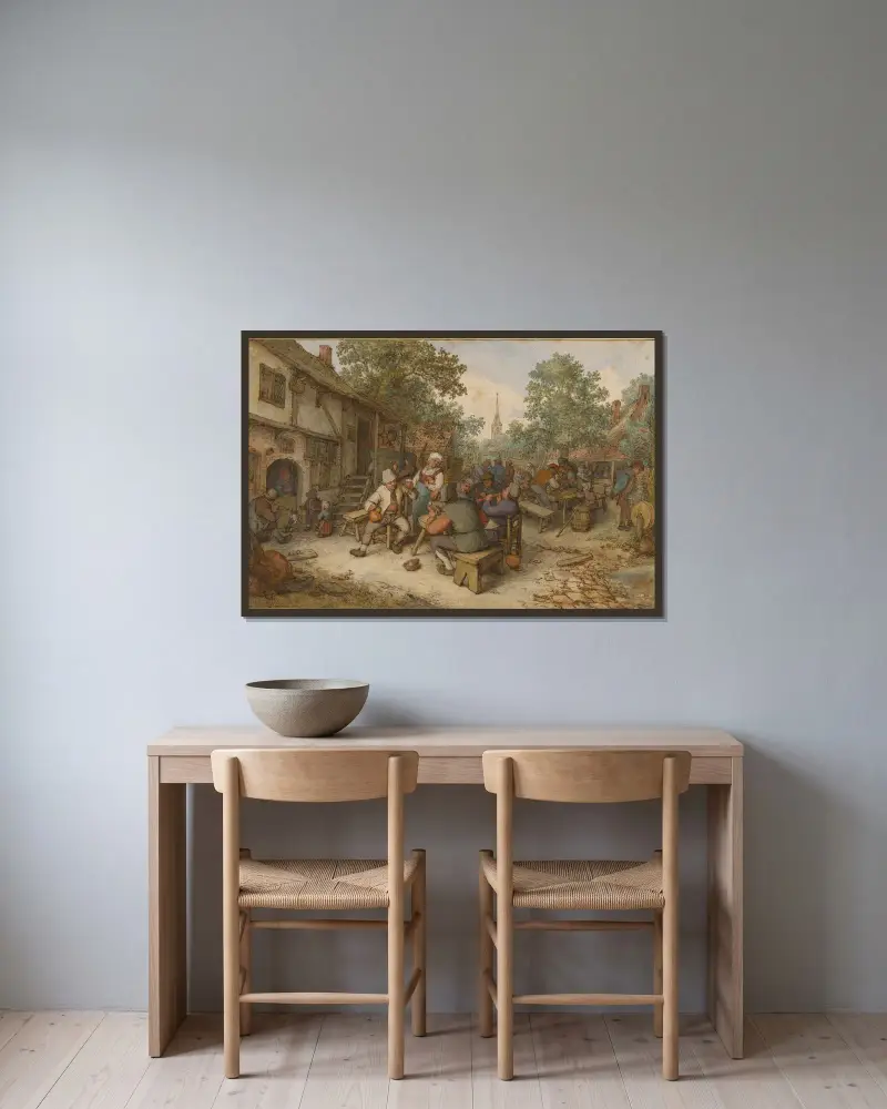 Peasant Festival on a Town Street av Adriaen van Ostade inramad på en vägg