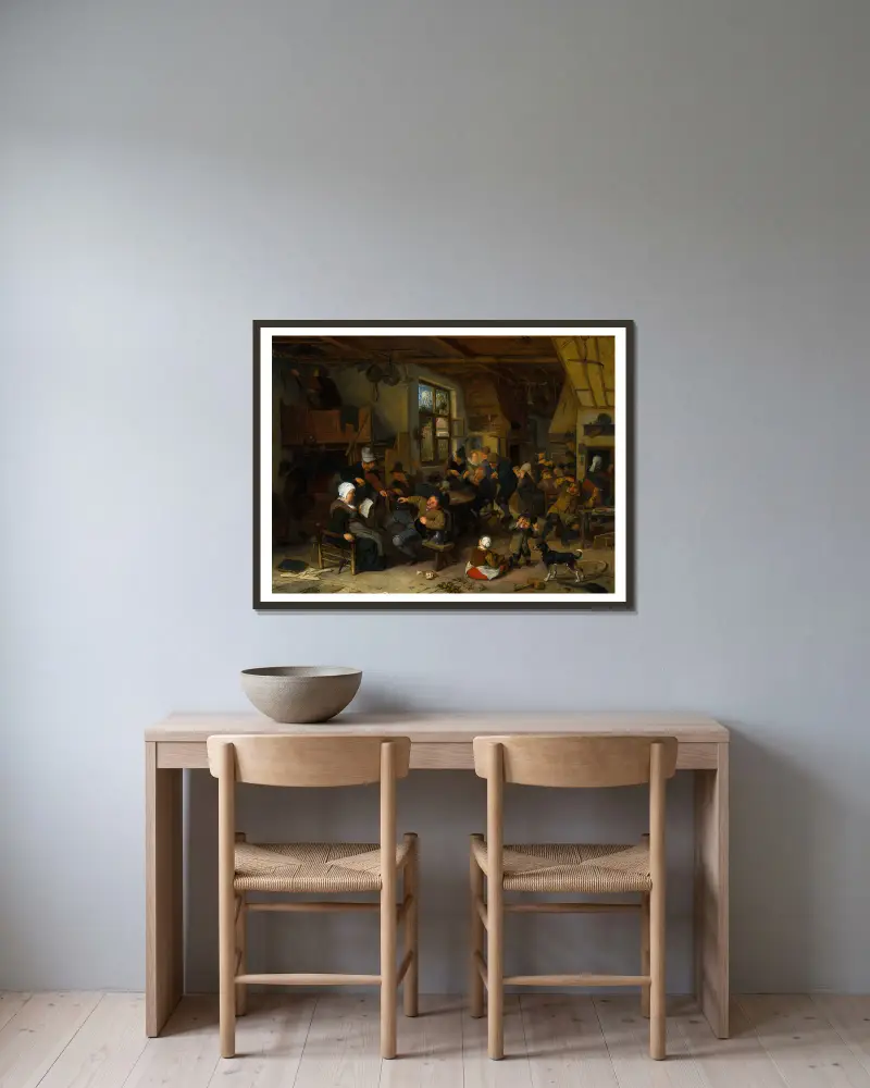 Selská hospoda, Adriaen van Ostade v rámu na stěně