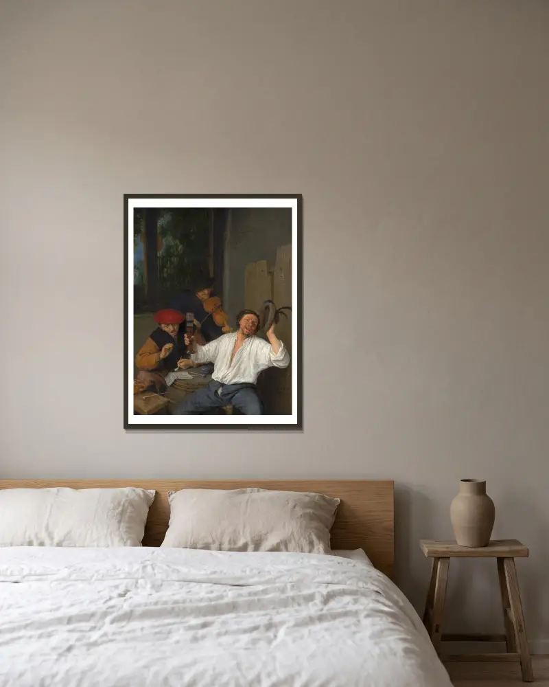 Veselí pijáci, Adriaen van Ostade v rámu na stěně