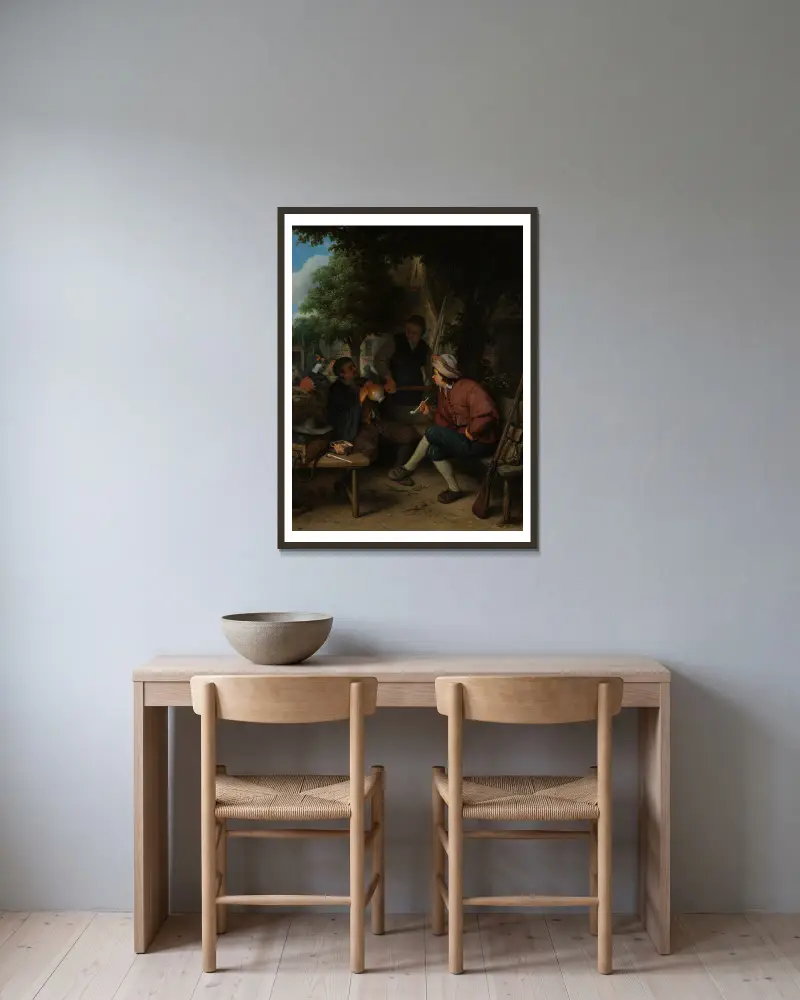 Cestovatelé v odpočinku, Adriaen van Ostade v rámu na stěně