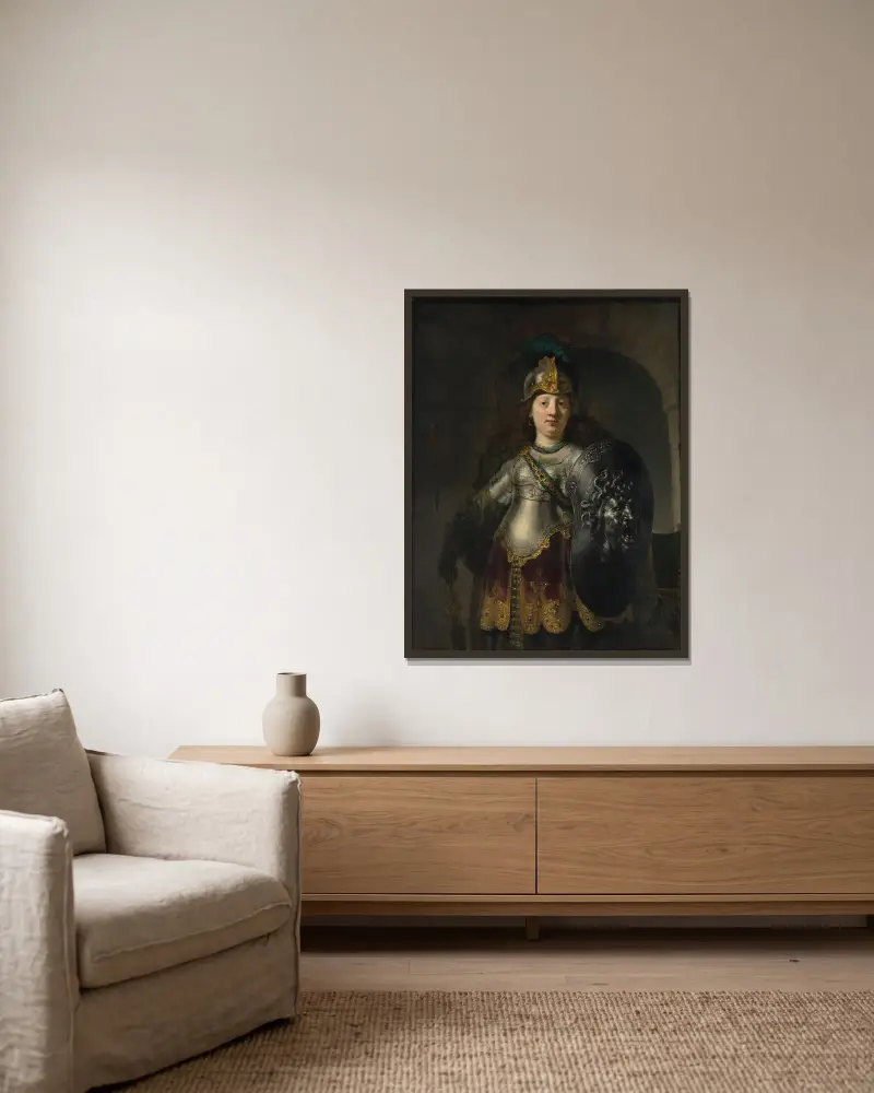 Bellona, Rembrandt van Rijn v rámu na stěně
