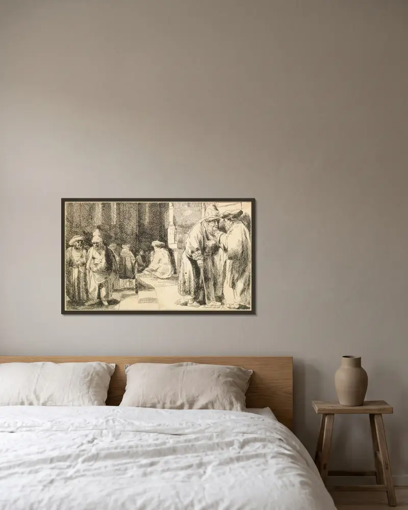 Żydzi w synagodze, Rembrandt van Rijn w ramie na ścianie