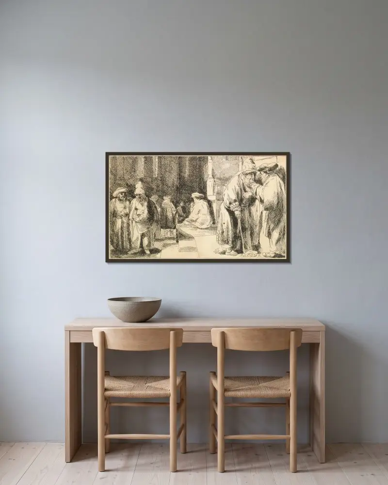 Żydzi w synagodze, Rembrandt van Rijn w ramie na ścianie