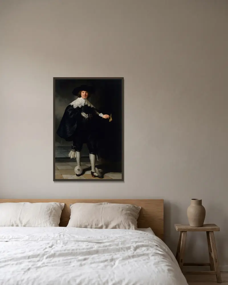 Marten Soolmans von Rembrandt van Rijn gerahmt an einer Wand