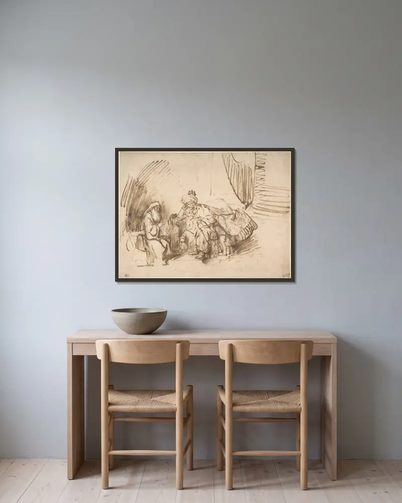 Nátan kárá Davida, Rembrandt van Rijn v rámu na stěně