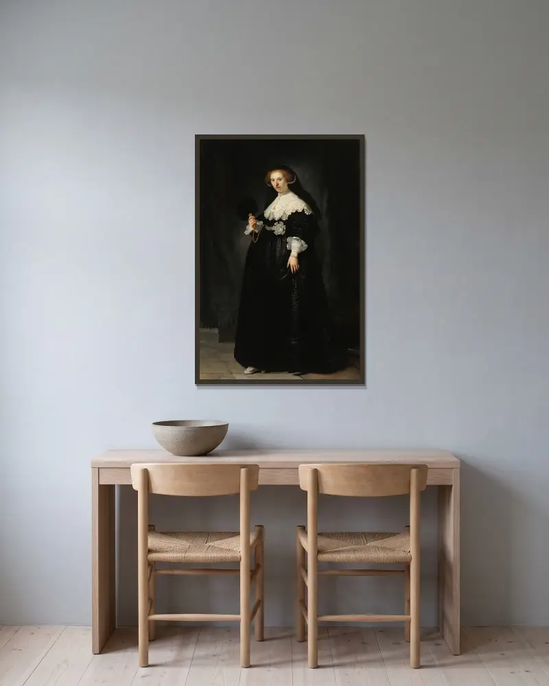 Oopjen Coppit von Rembrandt van Rijn gerahmt an einer Wand