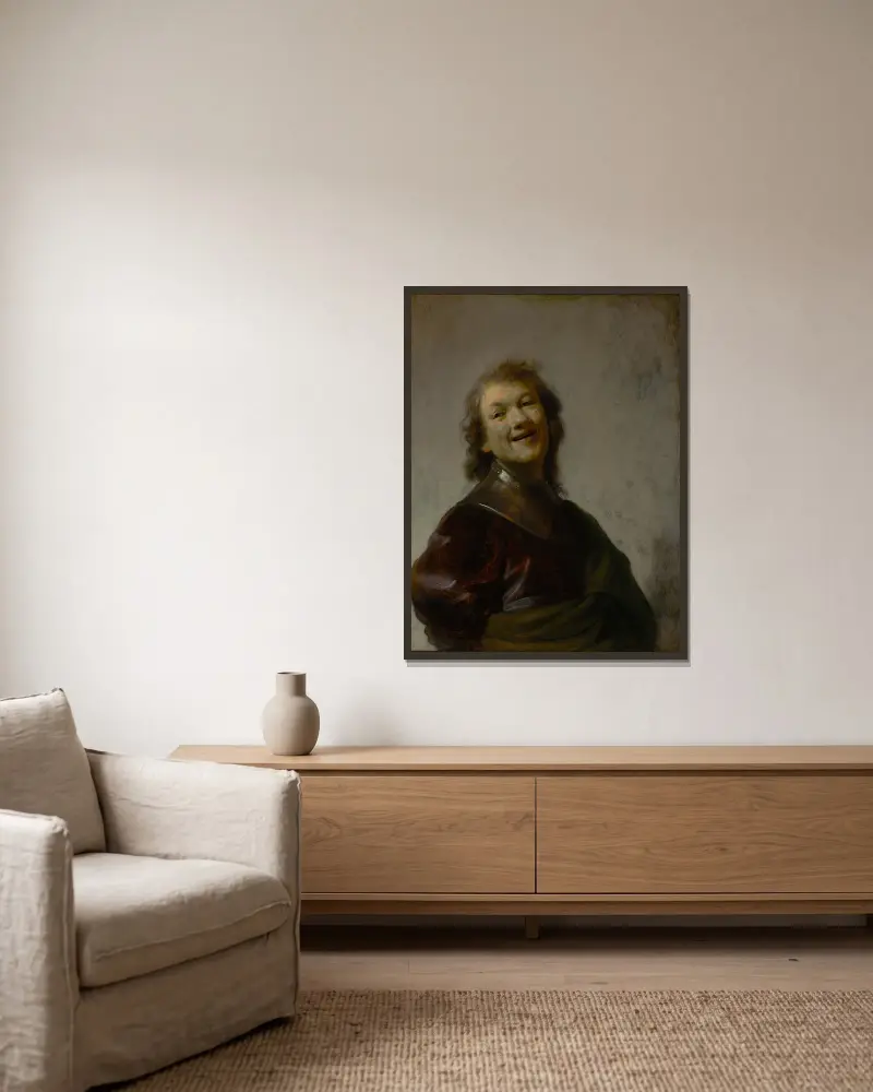 Rembrandt se směje, Rembrandt van Rijn v rámu na stěně