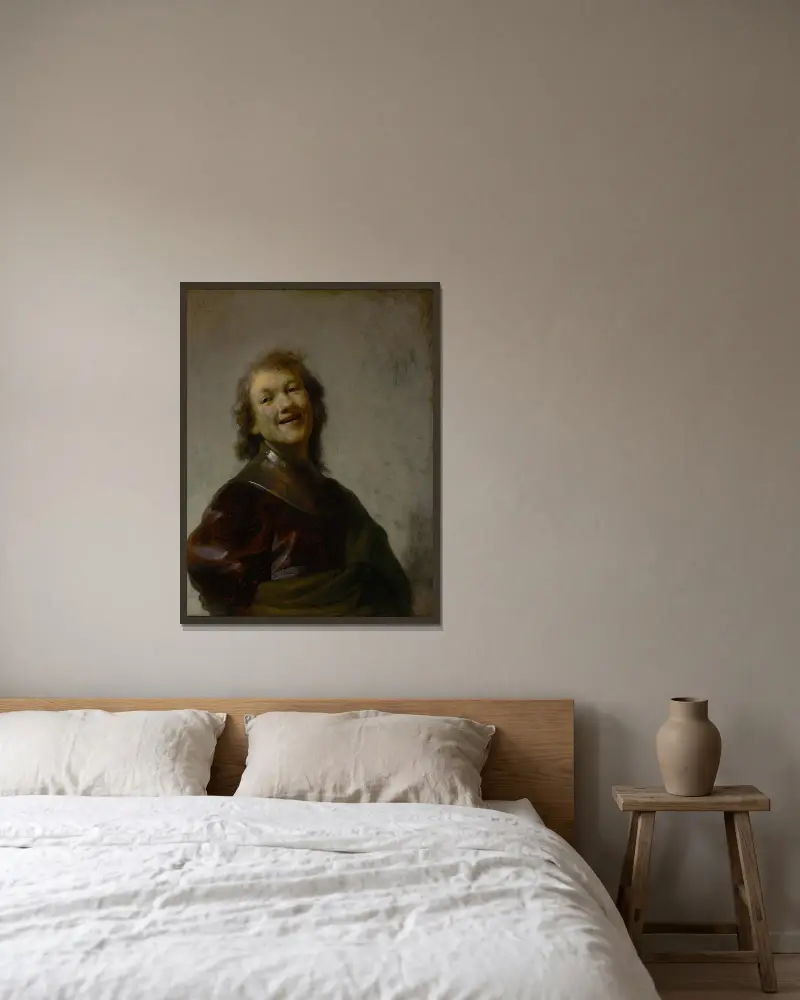 Rembrandt se směje, Rembrandt van Rijn v rámu na stěně