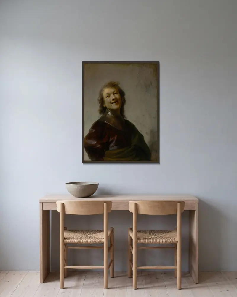 Rembrandt se směje, Rembrandt van Rijn v rámu na stěně