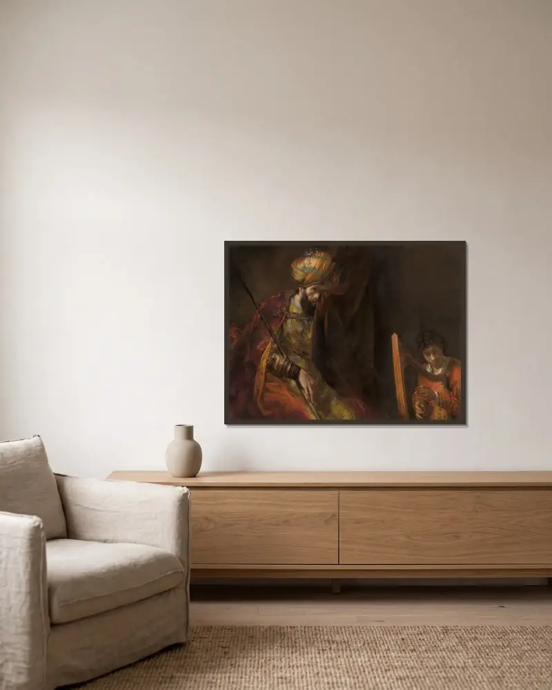 Saul a David, Rembrandt van Rijn v rámu na stěně