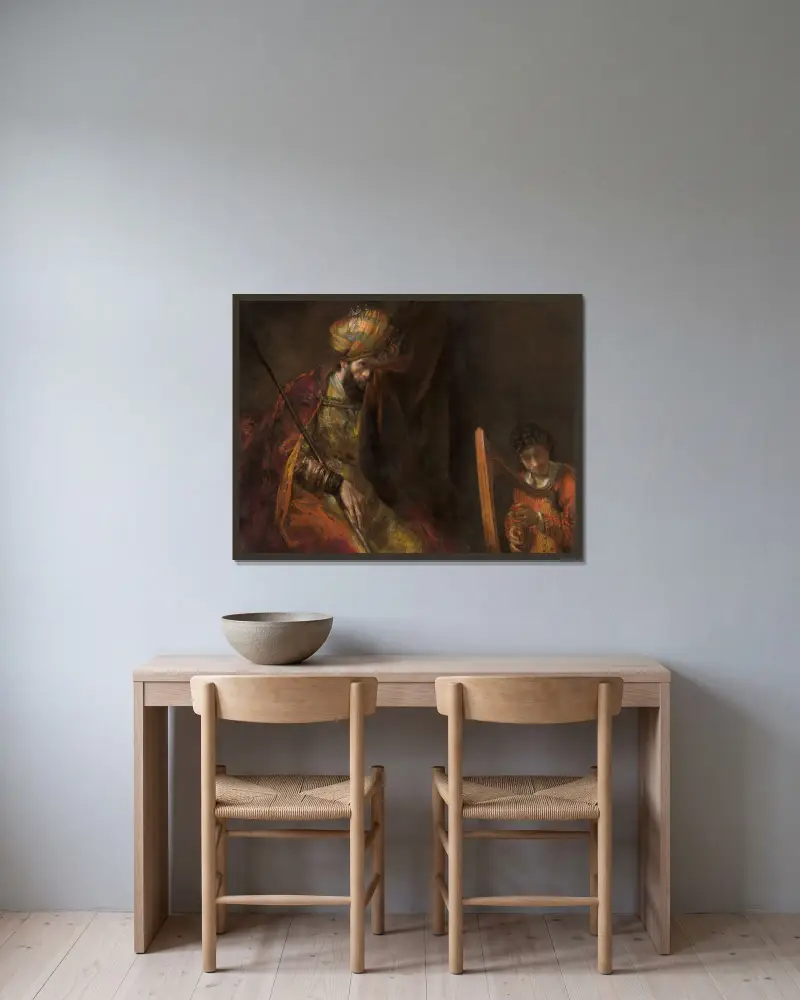 Saul a David, Rembrandt van Rijn v rámu na stěně
