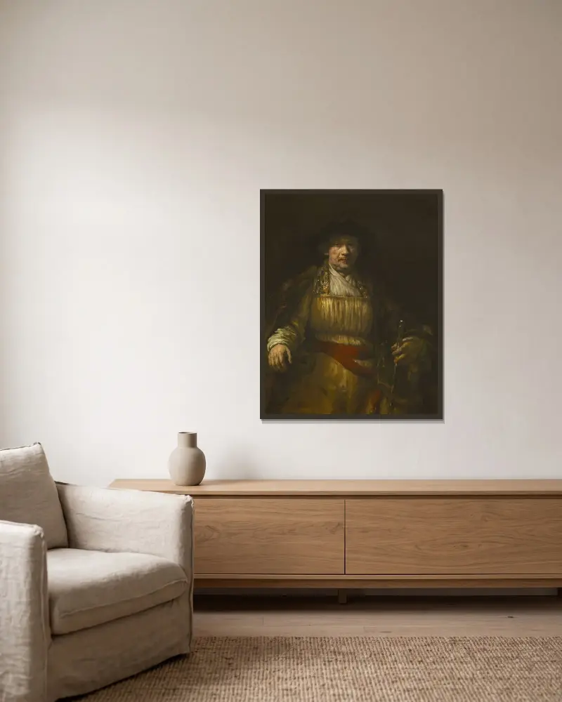Autoportrét, 1658, Rembrandt van Rijn v rámu na stěně