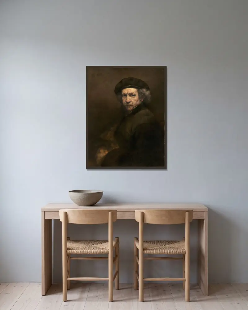 Autoportrét, 1659, Rembrandt van Rijn v rámu na stěně