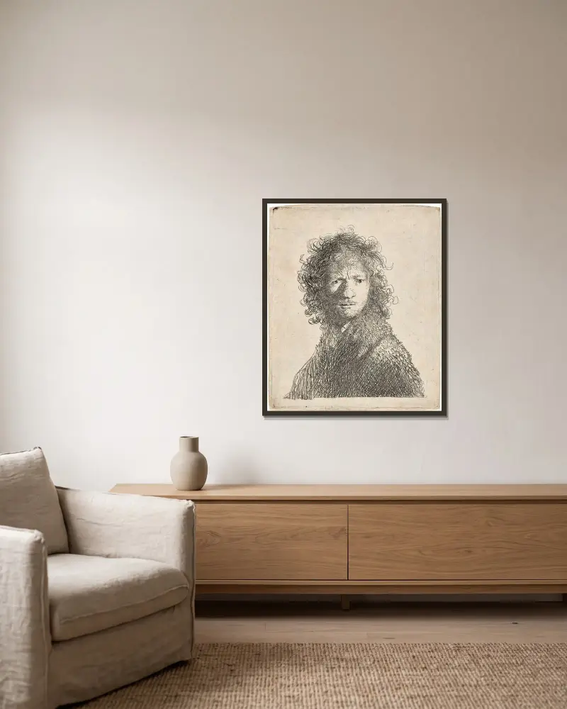 Autoportret z zmarszczonym czołem: popiersie, Rembrandt van Rijn w ramie na ścianie
