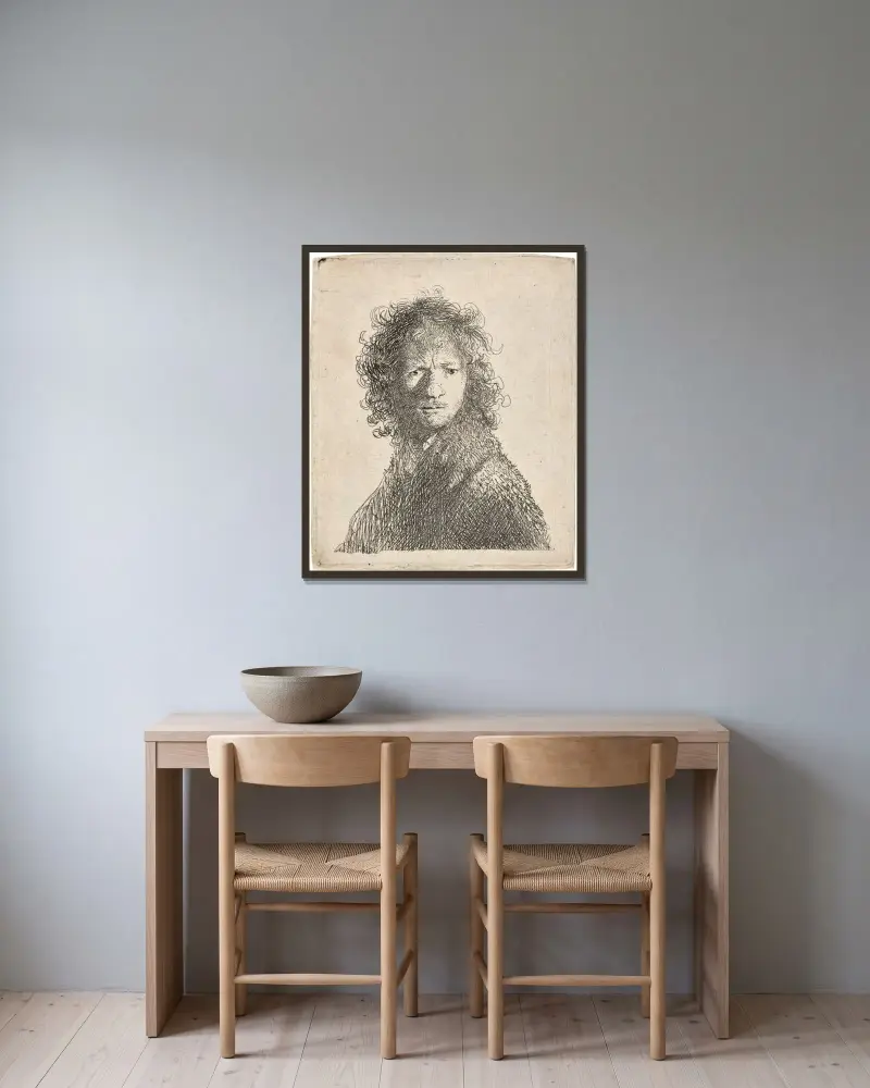 Autoportret z zmarszczonym czołem: popiersie, Rembrandt van Rijn w ramie na ścianie