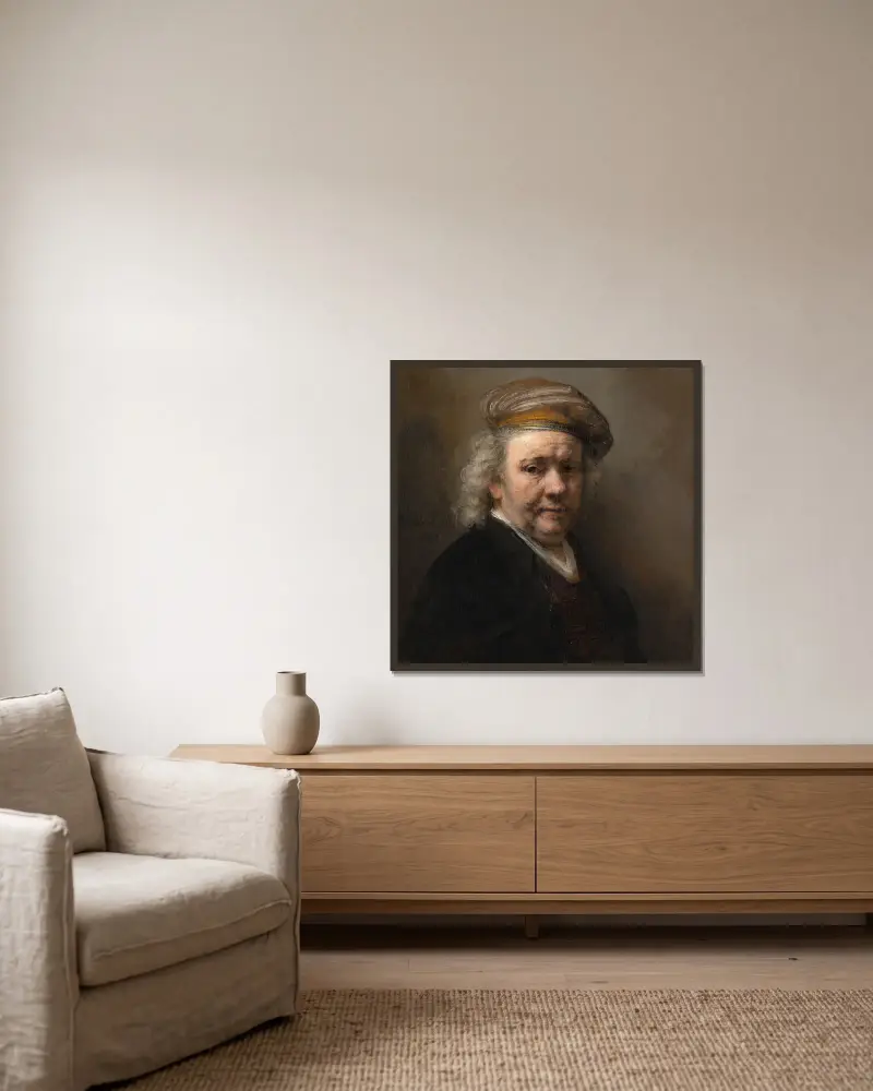 Autoportrét, 1669, Rembrandt van Rijn v rámu na stěně