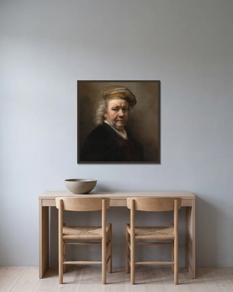 Autoportrét, 1669, Rembrandt van Rijn v rámu na stěně