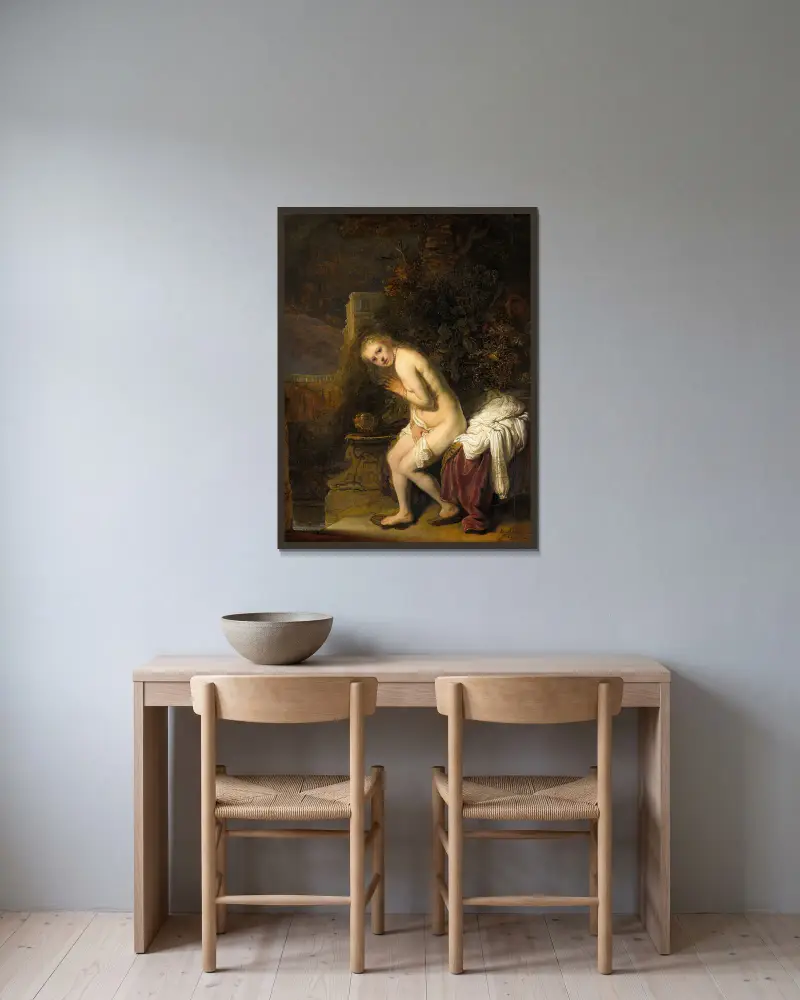 Susanna von Rembrandt van Rijn gerahmt an einer Wand