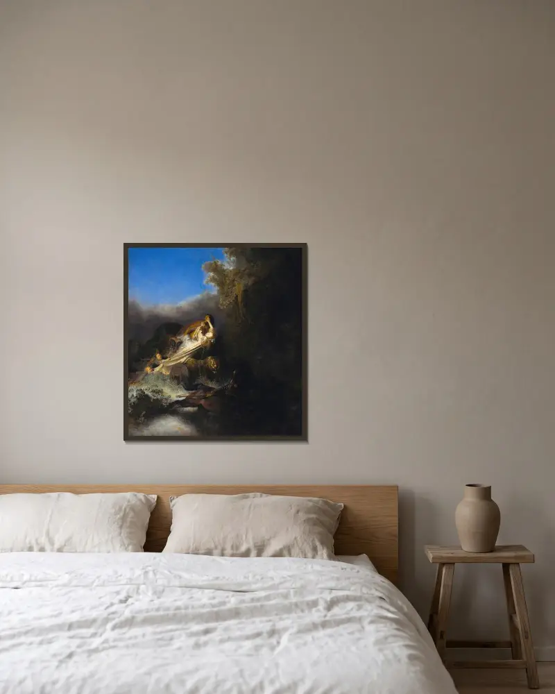 The Abduction of Proserpina av Rembrandt van Rijn inramad på en vägg