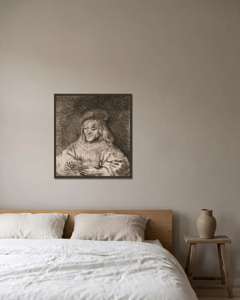Hráč karet, Rembrandt van Rijn v rámu na stěně