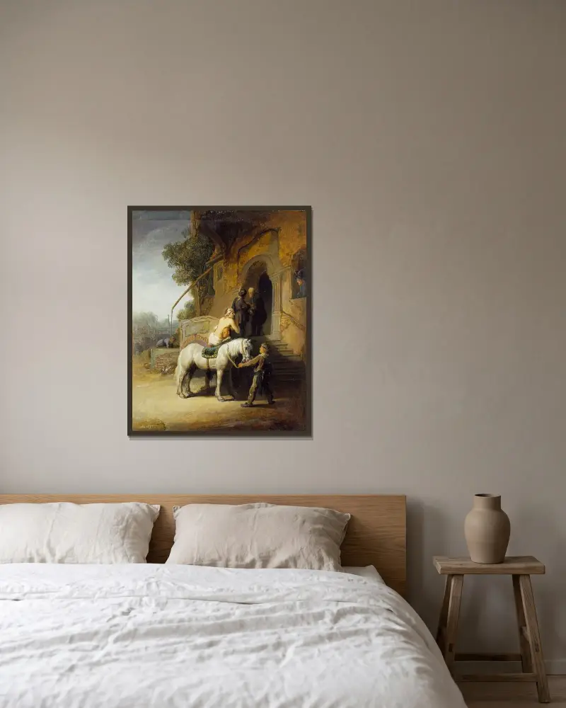 Milosrdný Samaritán, Rembrandt van Rijn v rámu na stěně