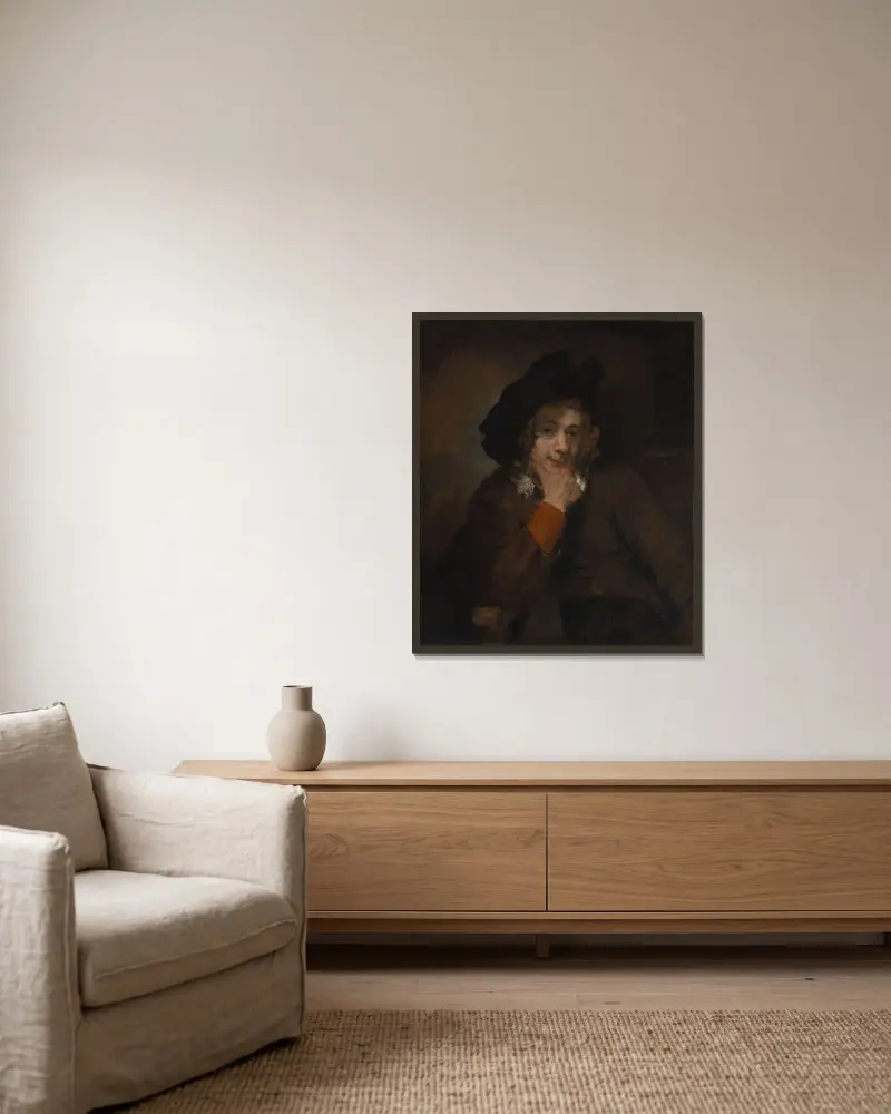Titus, the Artist’s Son, 1660 av Rembrandt van Rijn inramad på en vägg