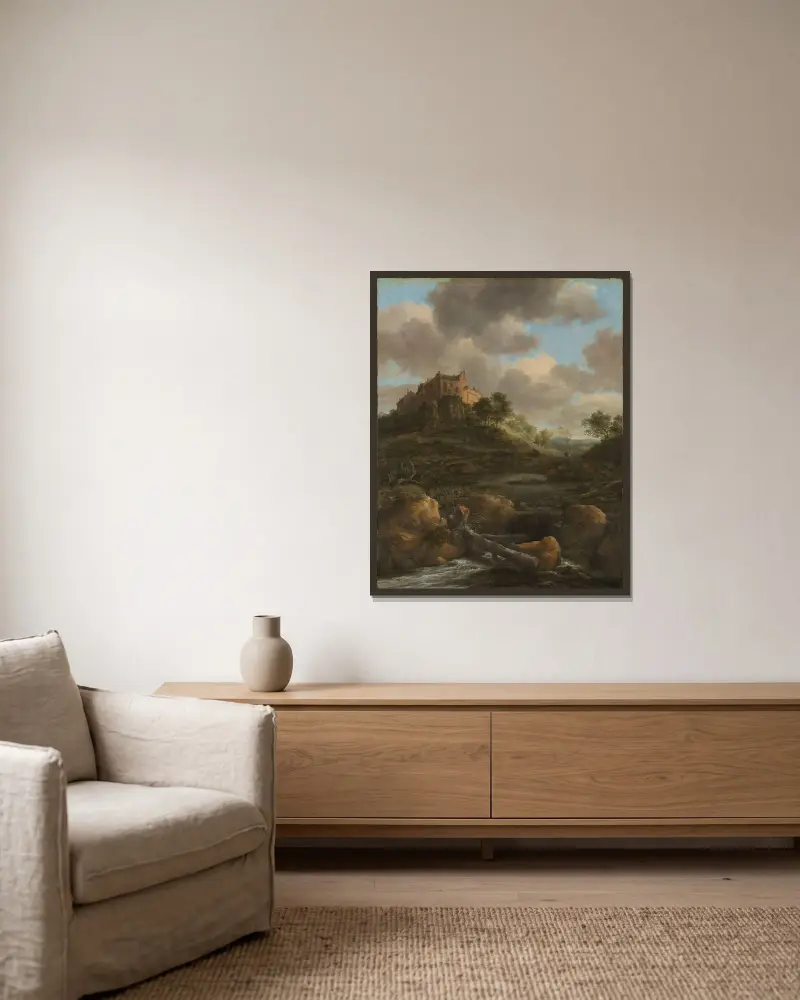 Bentheims slott av Jacob van Ruisdael inramad på en vägg