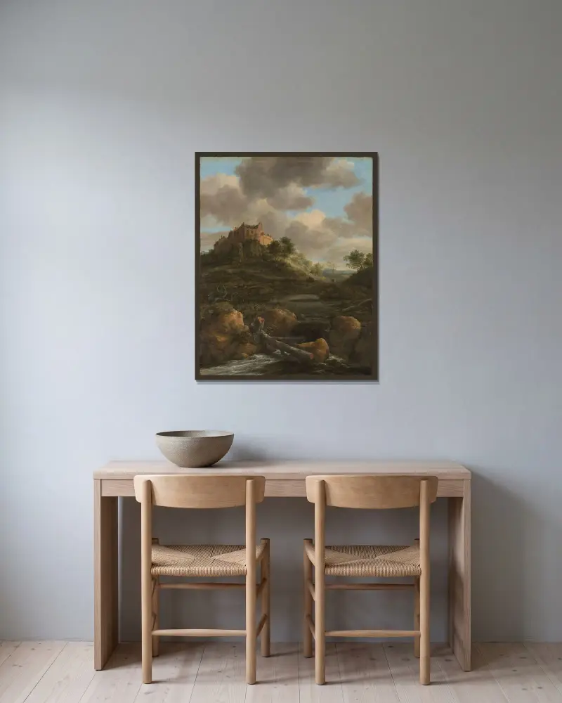 Bentheims slott av Jacob van Ruisdael inramad på en vägg
