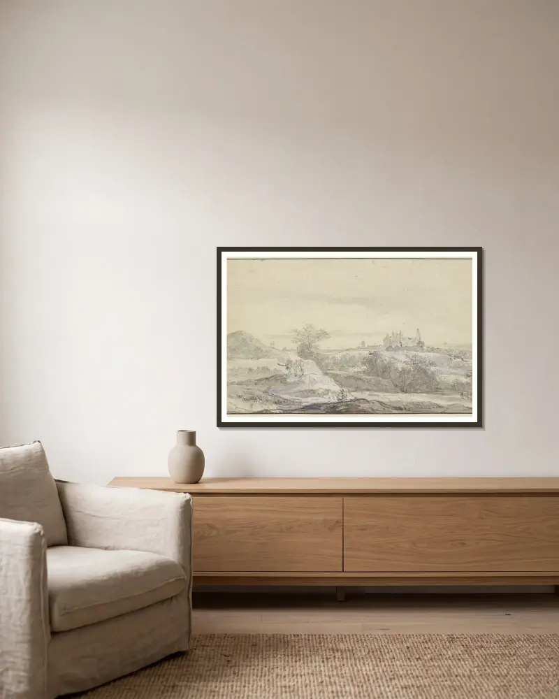 Blick auf Burg Bentheim av Jacob van Ruisdael inramad på en vägg