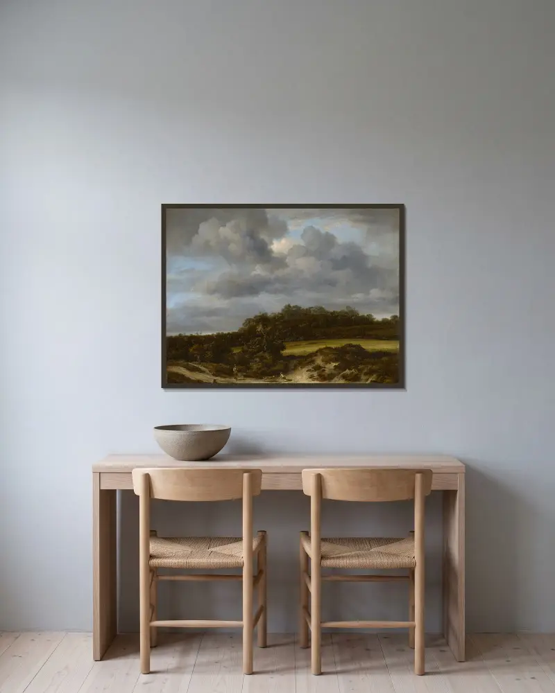 Obilné pole, Jacob van Ruisdael v rámu na stěně