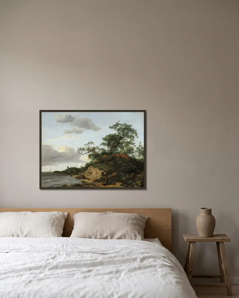 Dyner vid havet av Jacob van Ruisdael inramad på en vägg