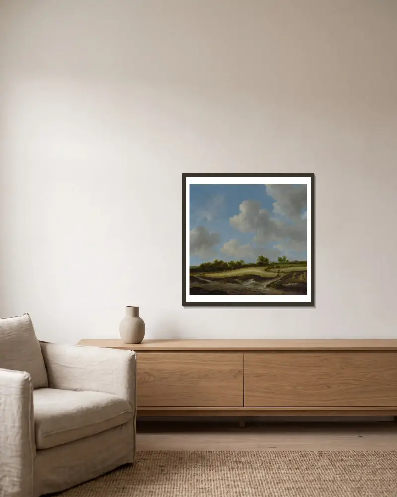 Krajobraz z polem pszenicy, Jacob van Ruisdael w ramie na ścianie